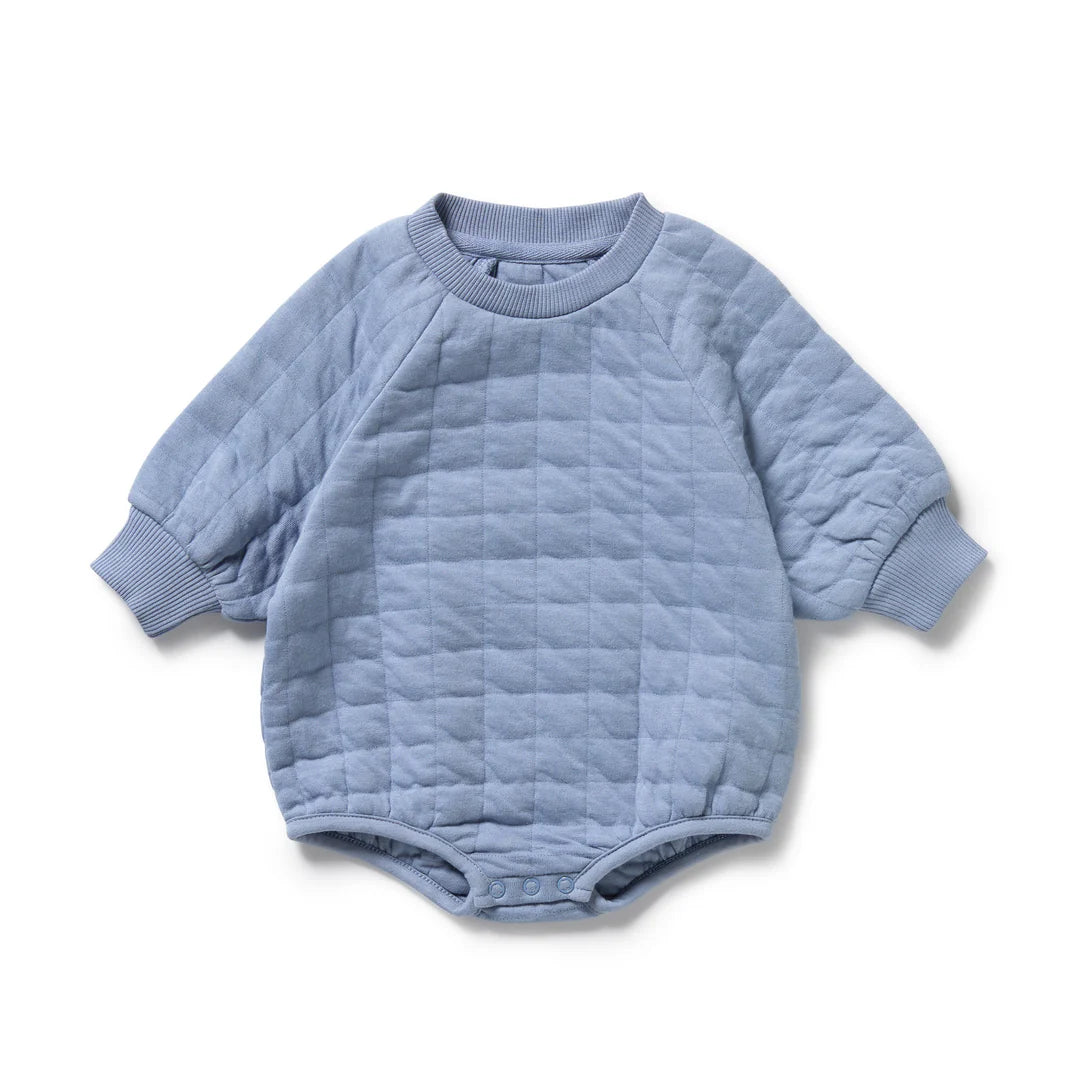 Wilson & Frenchy Sky Blue Organic Quilted Bodysuit