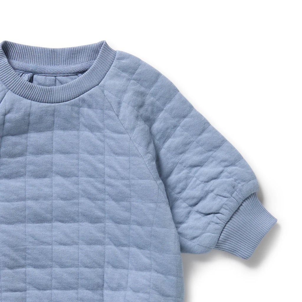 Wilson & Frenchy Sky Blue Organic Quilted Bodysuit