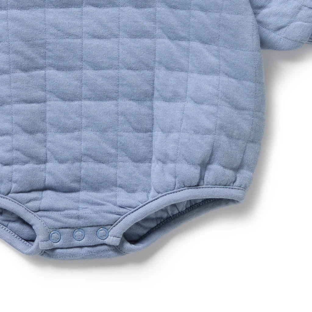 Wilson & Frenchy Sky Blue Organic Quilted Bodysuit