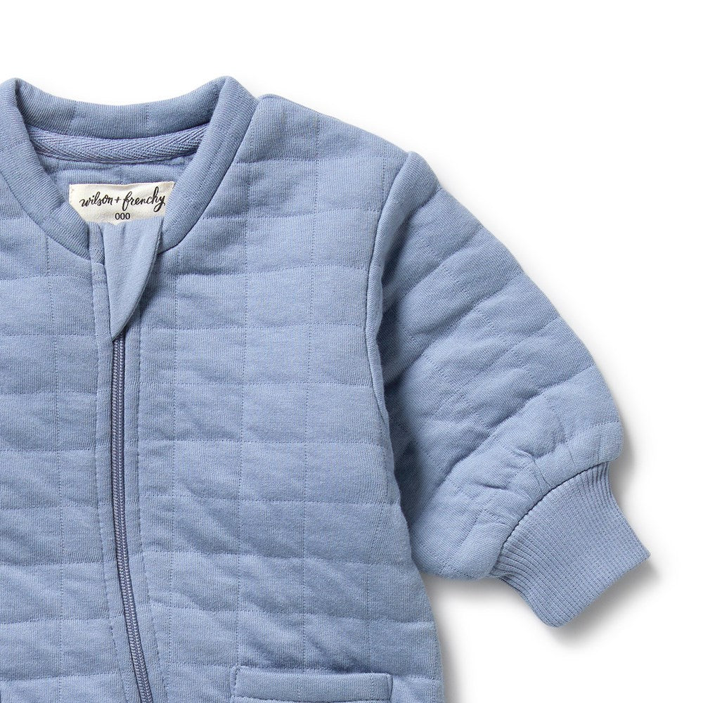 Wilson & Frenchy Sky Blue Organic Quilted Growsuit
