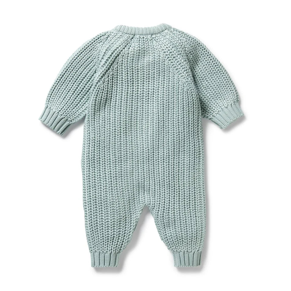 Wilson & Frenchy Duck Egg Organic Knitted Growsuit