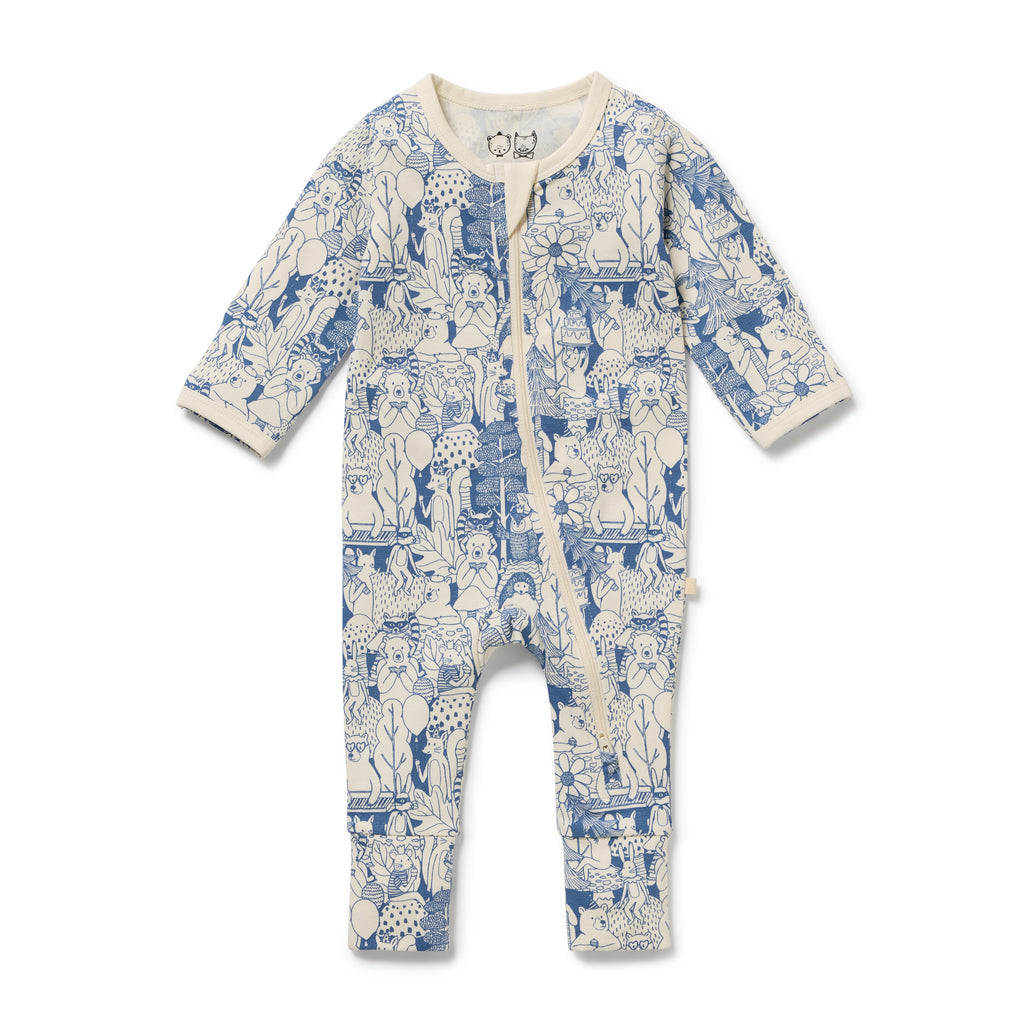 Wilson & Frenchy Foxglove Forest Organic Zipsuit with Feet