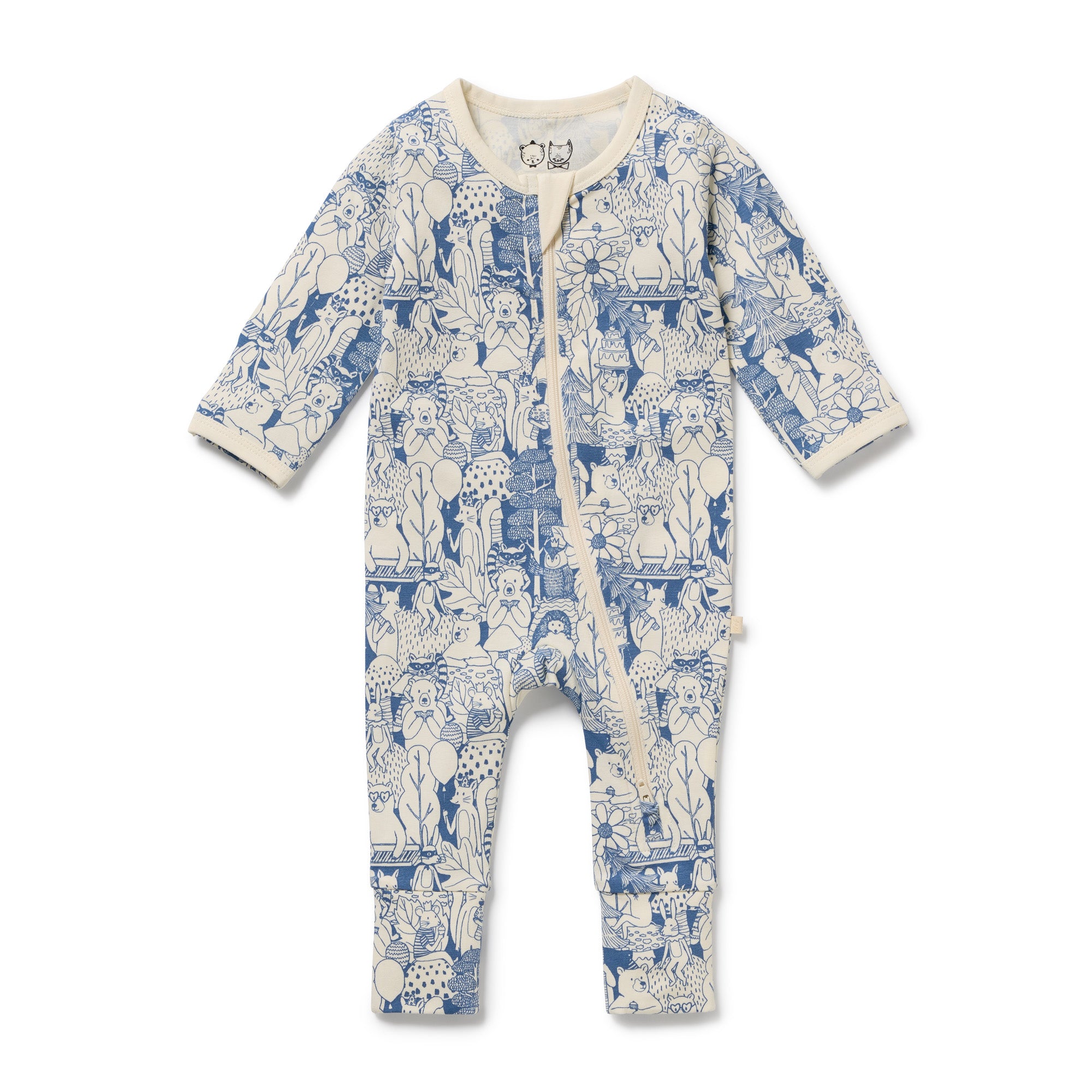 Wilson & Frenchy Foxglove Forest Organic Zipsuit with Feet