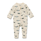 Wilson & Frenchy Woolly Whales Organic Zipsuit with Feet