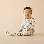 Wilson & Frenchy Woolly Whales Organic Zipsuit with Feet