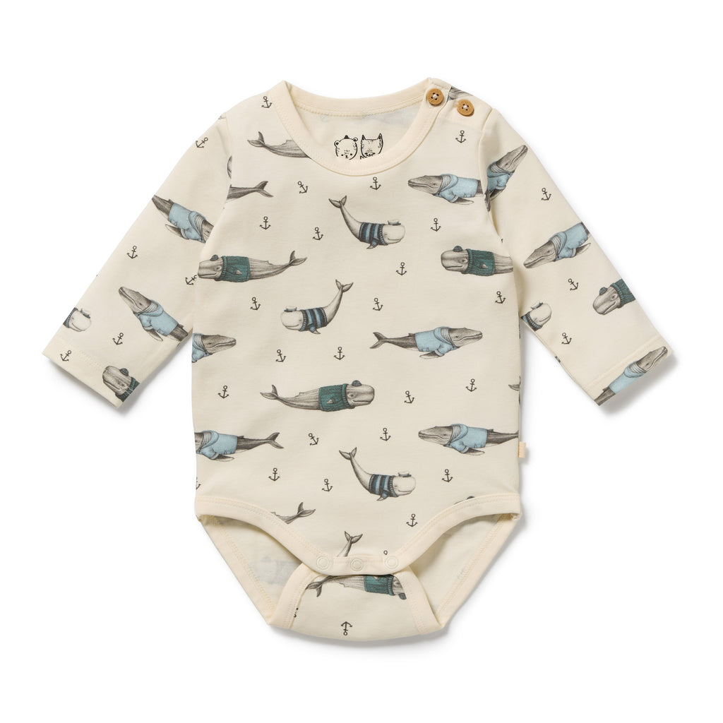 Wilson & Frenchy Woolly Whales Organic Bodysuit