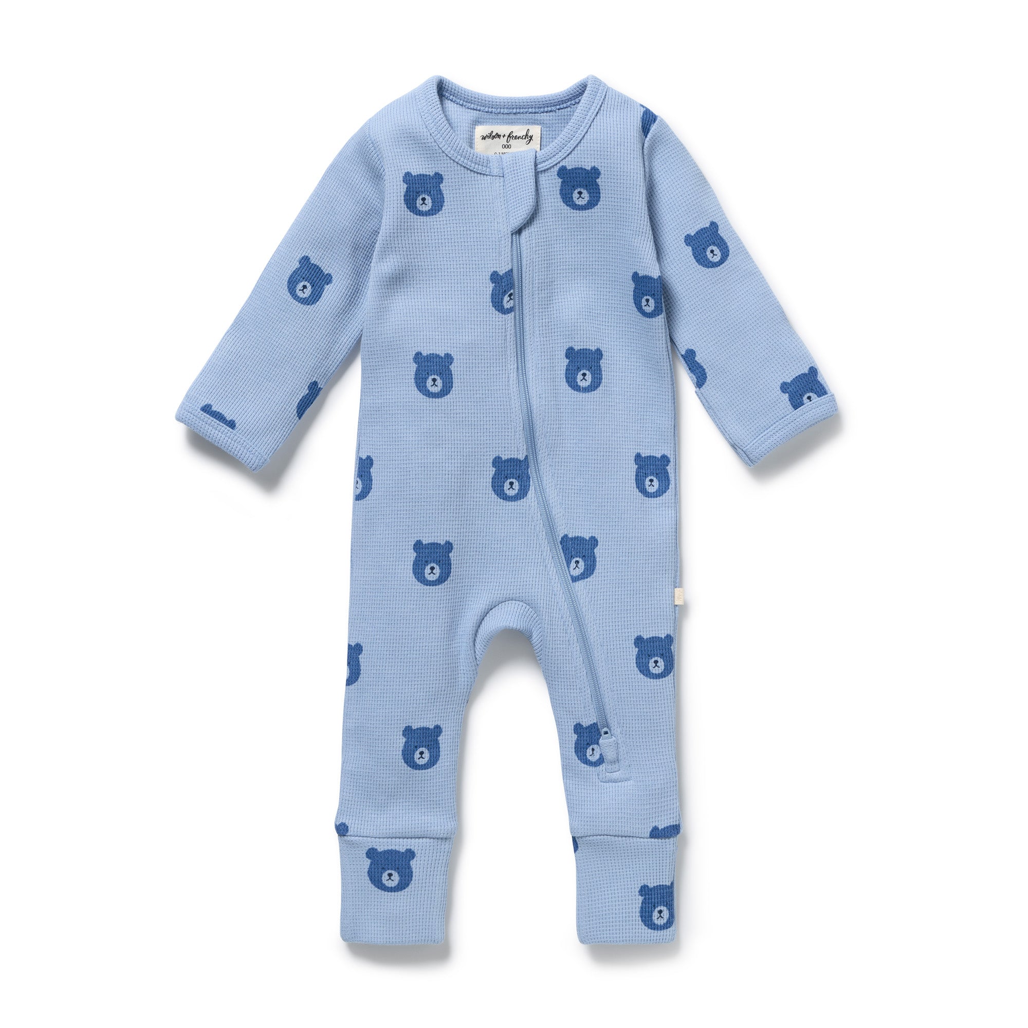 Wilson & Frenchy Bear Hugs Organic Waffle Zipsuit