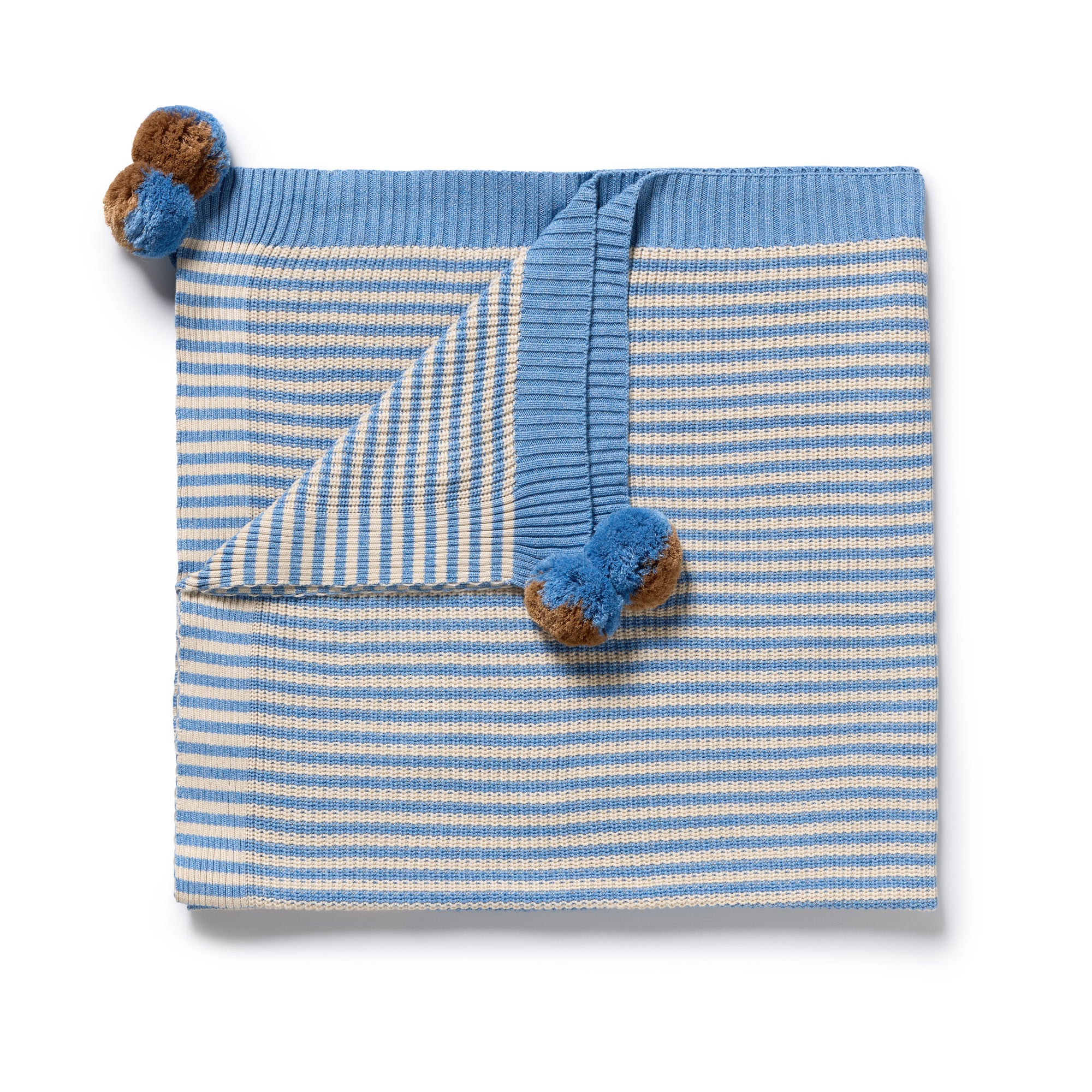 Wilson & Frenchy Frosted Blue Organic Knitted Stripe Blanket
