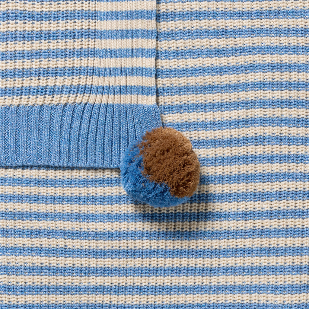 Wilson & Frenchy Frosted Blue Organic Knitted Stripe Blanket