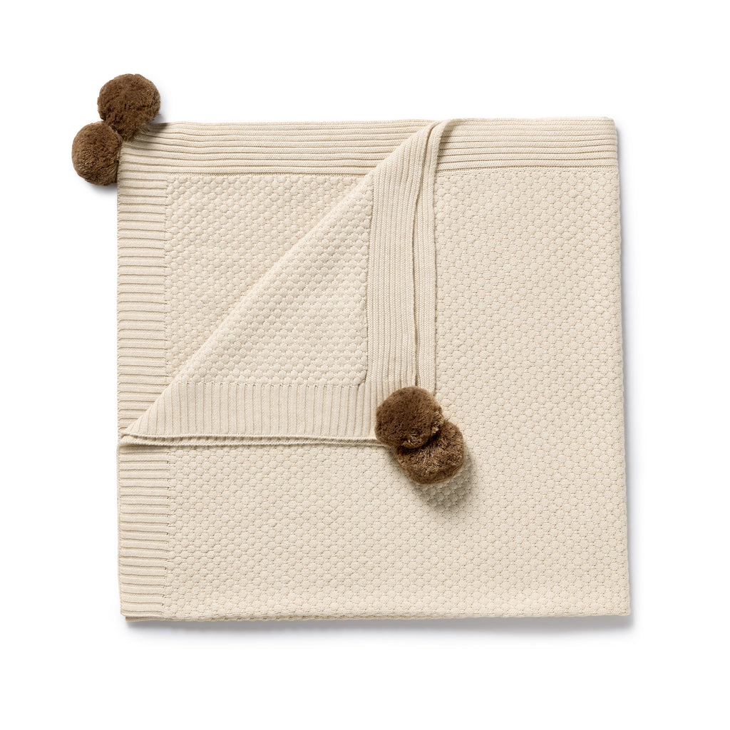 Wilson & Frenchy Cream Organic Knitted Bubble Blanket