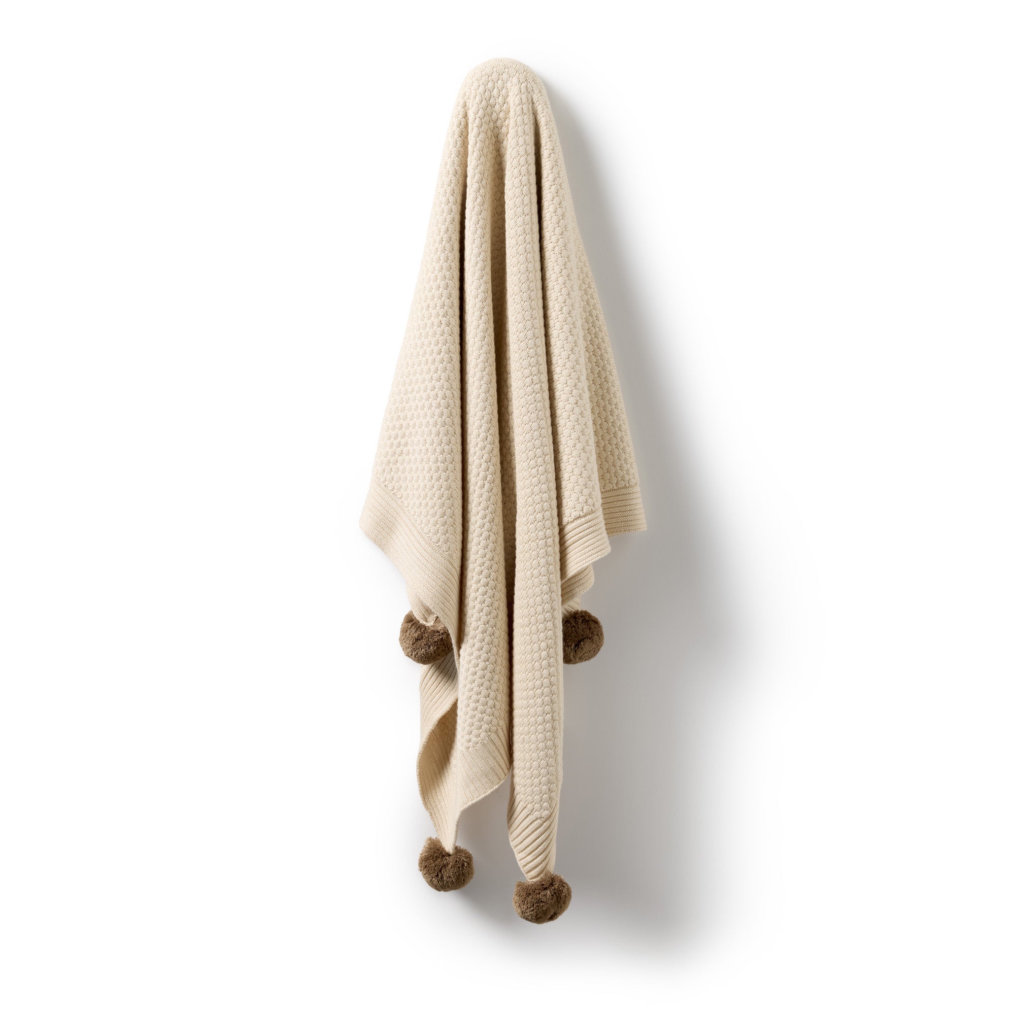 Wilson & Frenchy Cream Organic Knitted Bubble Blanket
