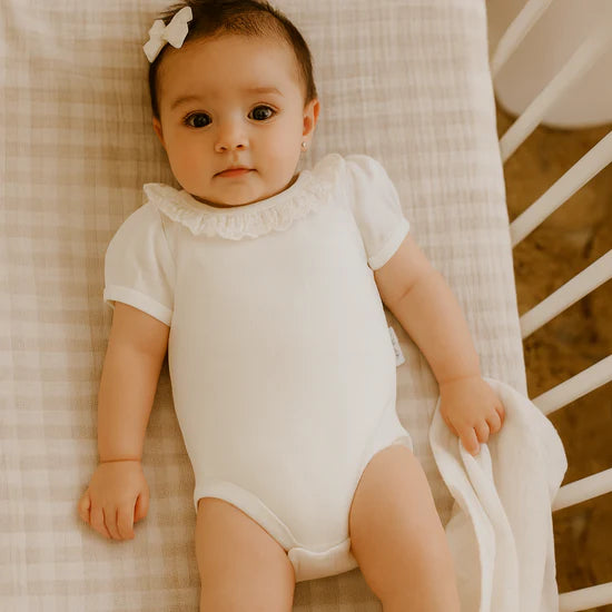 Aster and Oak White Ruffle Puff Onesie