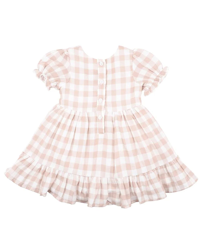 Bebe QUINN CHECK DRESS W SHIRRING 3-7YRS