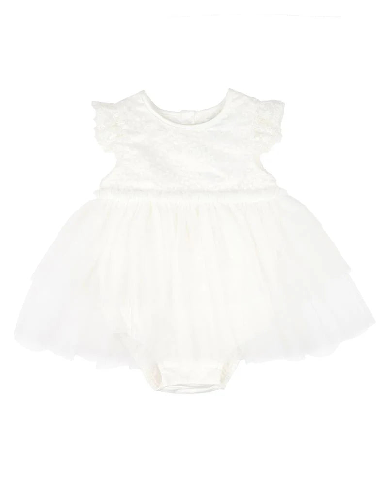 Bebe Tiered Tulle Overlay Dress