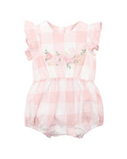 Bebe Lara Embroidered Check Romper