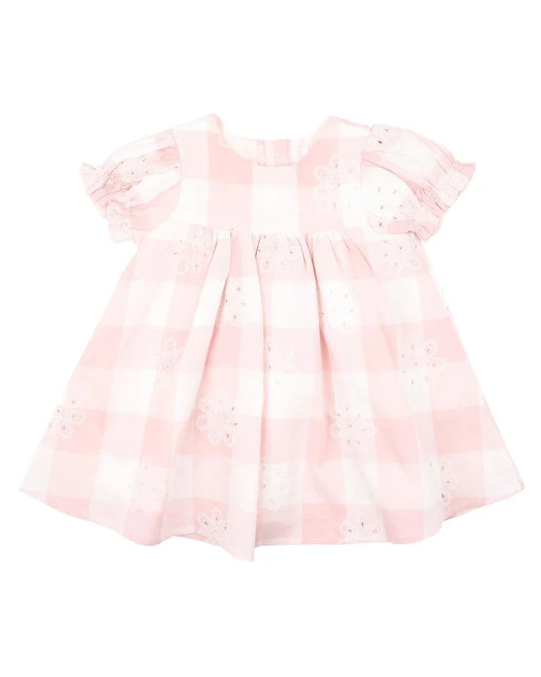 Bebe Lara Cutwork Check Dress 3-7Yrs