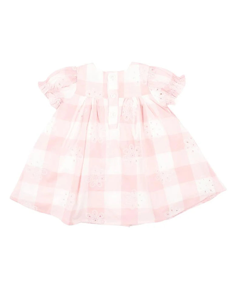 Bebe Lara Cutwork Check Dress 3-7Yrs