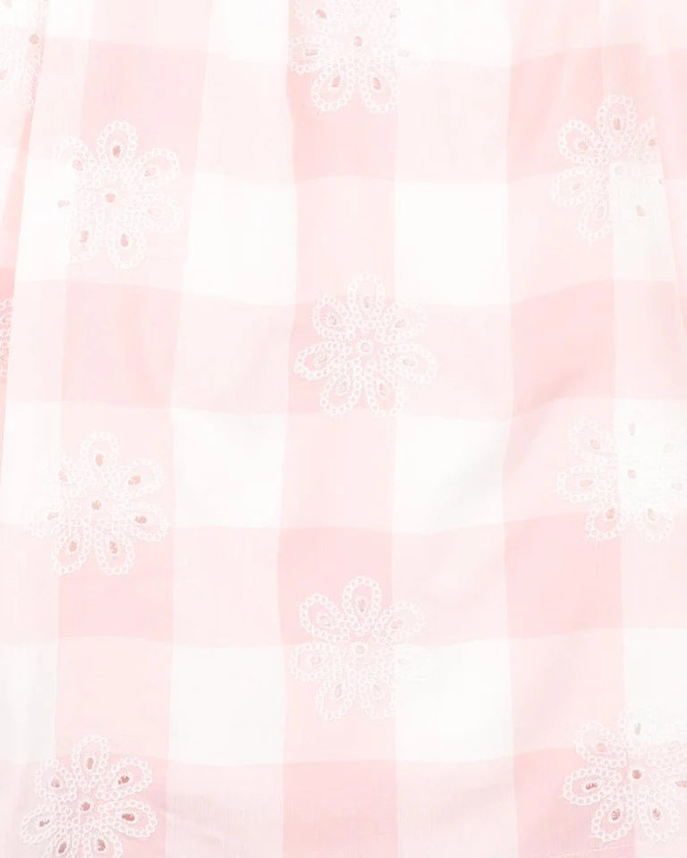 Bebe Lara Cutwork Check Dress 3-7Yrs