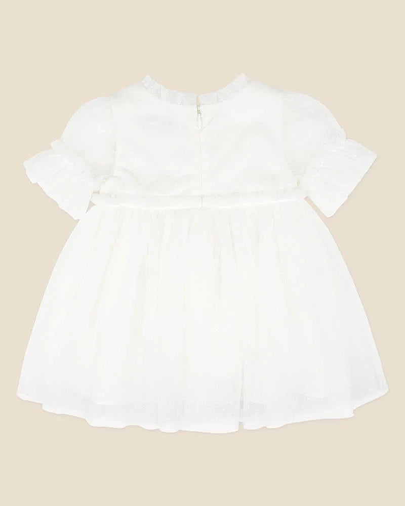 Bebe Tulle Emroiderd Floral SS Dress