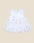 Bebe Ivory Floral Embroidered Tulle Overlay Dress