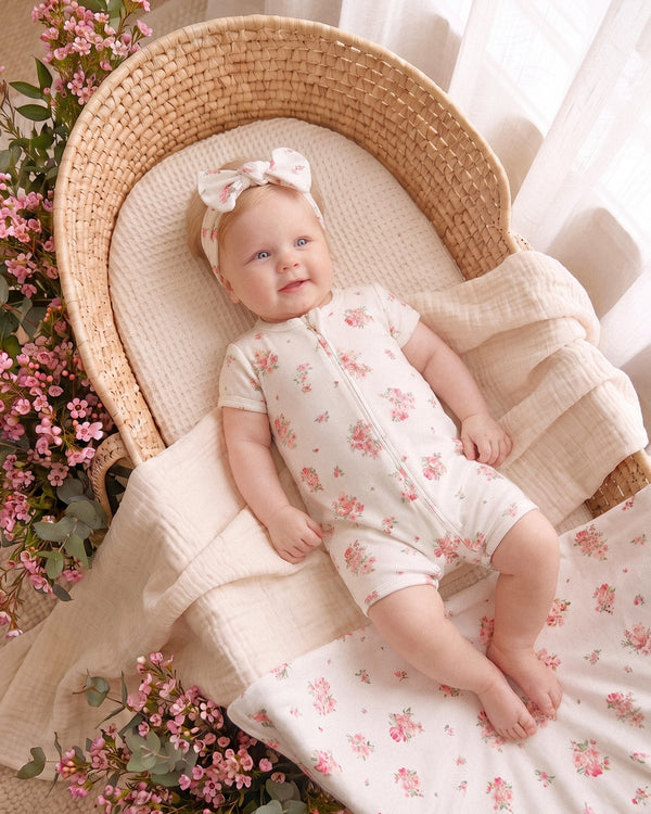 Bebe Chelsea Organic Short Sleeve Zip Romper