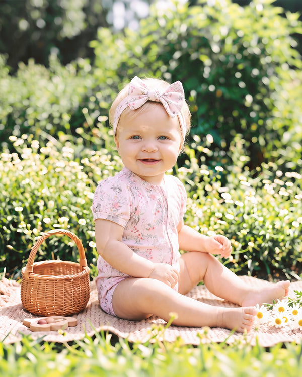Bebe Willa Organic Short Sleeve Zip Romper