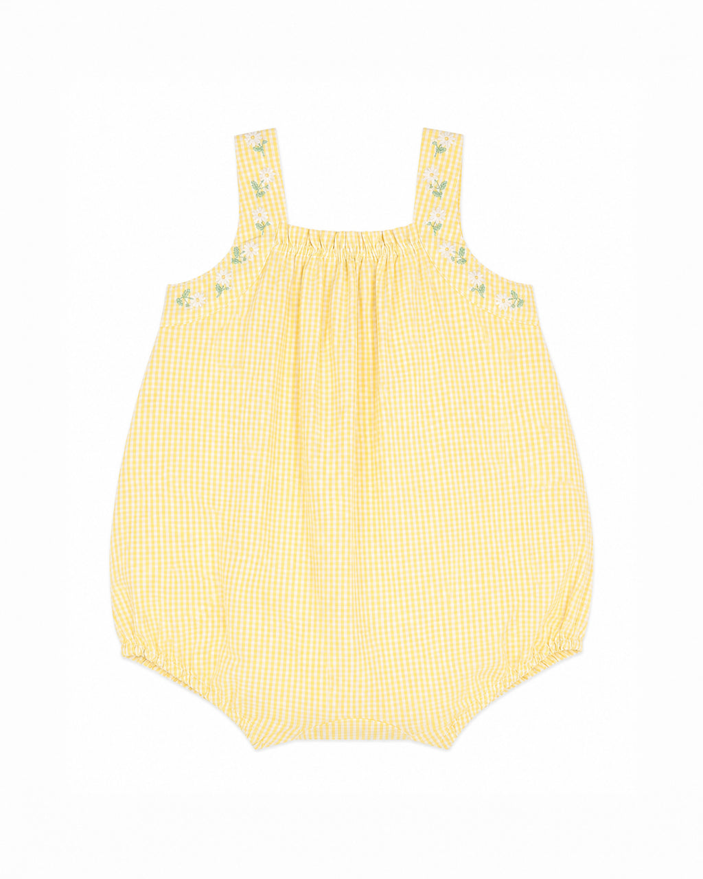 Bebe Libby Check Romper With Embroidered Straps