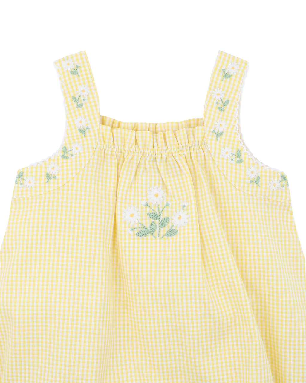 Bebe Libby Check Romper With Embroidered Straps