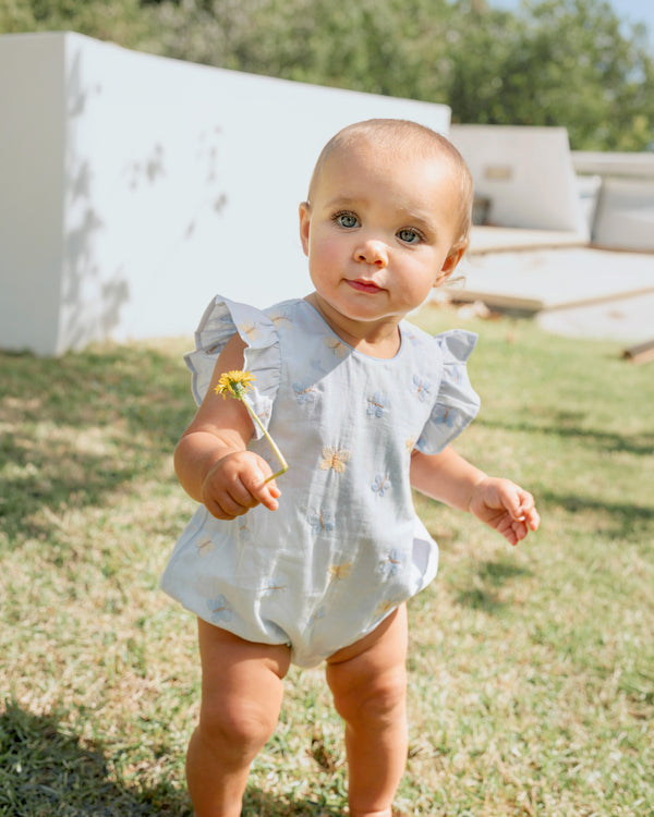 Bebe Libby Embroidered Butterfly Romper