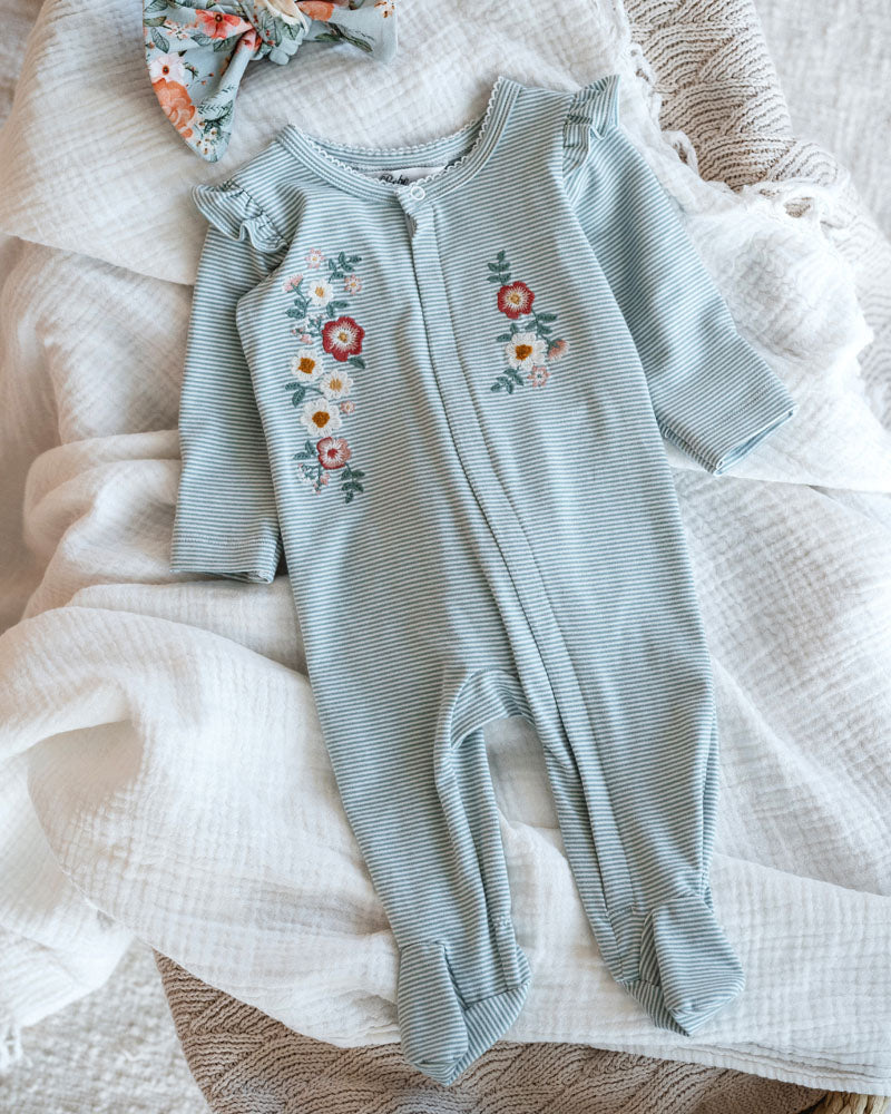 Bebe Lyla Stripe LS Zip Onesie