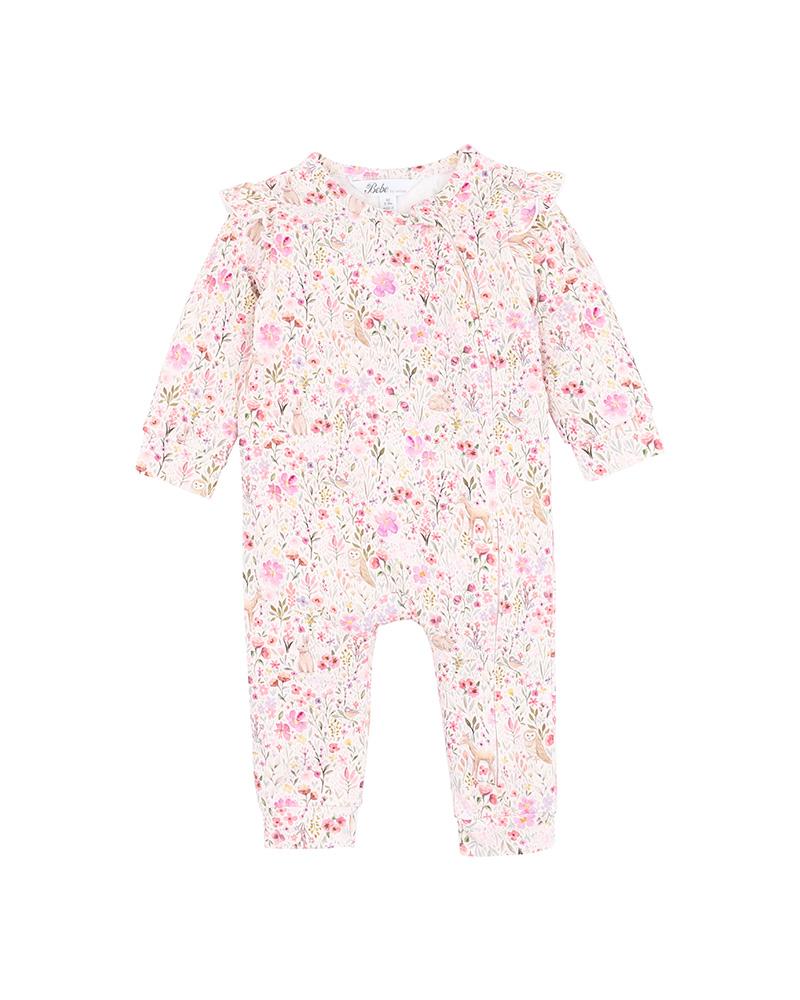 Bebe Flossy Print LS Zip Romper