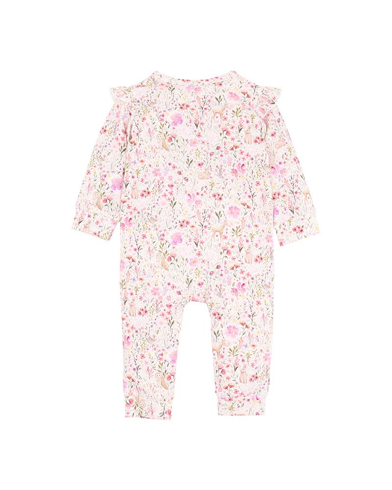 Bebe Flossy Print LS Zip Romper