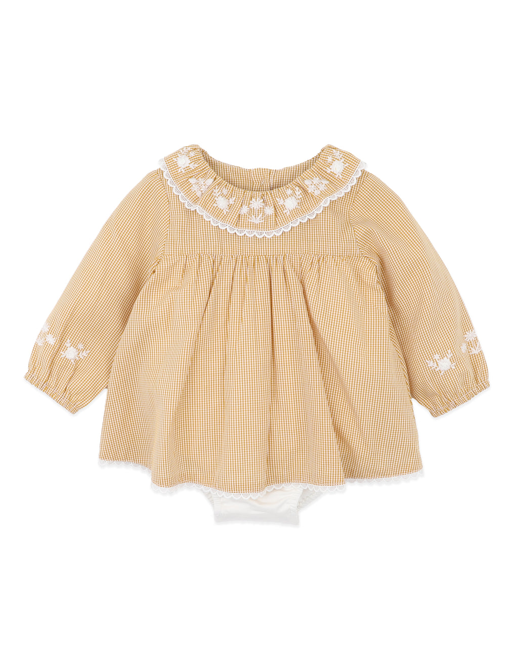 Bebe Winnie Embroidered Gingham Overlay Dress