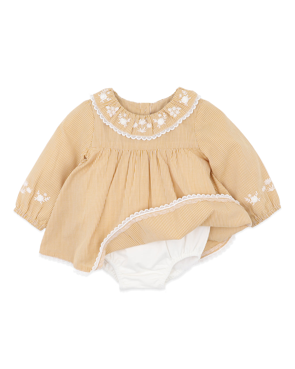 Bebe Winnie Embroidered Gingham Overlay Dress