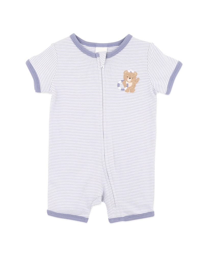 Bebe Axel Organic Stripe Short Sleeve Zipsuit