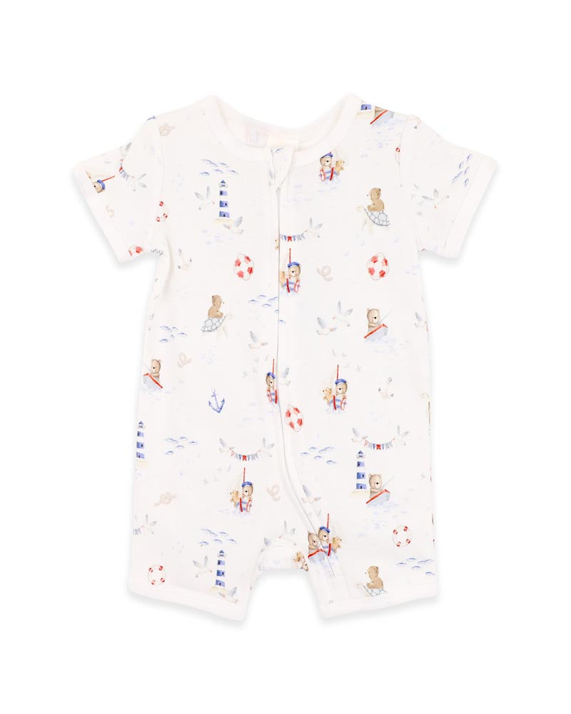 Bebe Axel Print Organic Short Sleeve Zipsuit