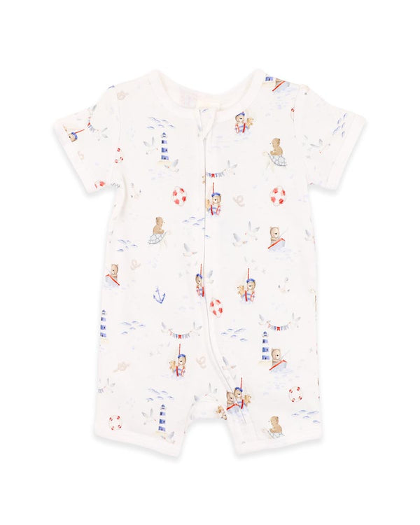 Bebe Axel Print Organic Short Sleeve Zipsuit