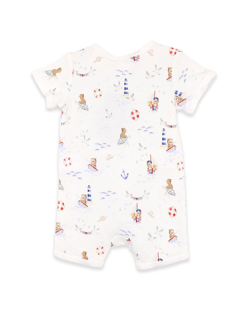 Bebe Axel Print Organic Short Sleeve Zipsuit