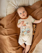 Bebe Ivan Camp Scene Short Sleeve Romper