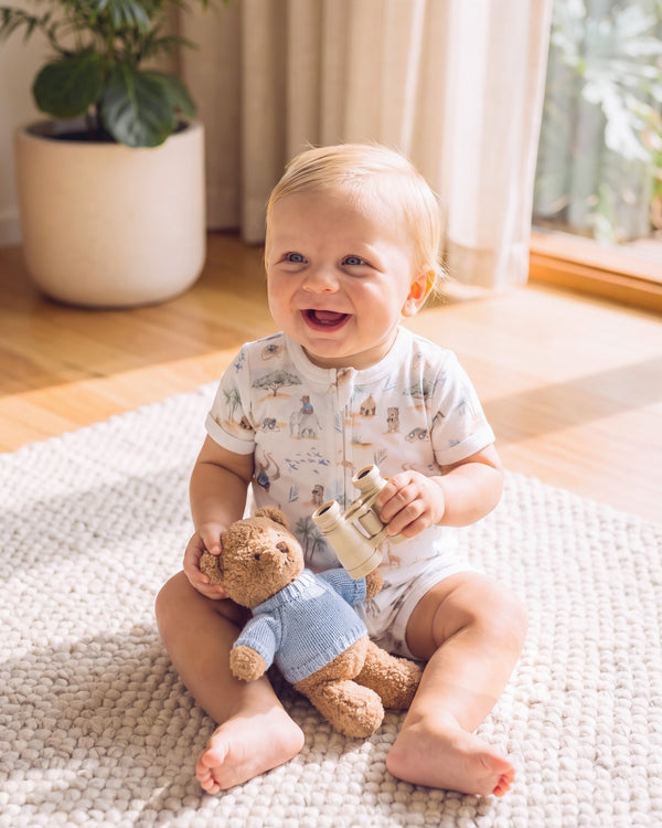 Bebe Brady Organic Short Sleeve Zip Romper