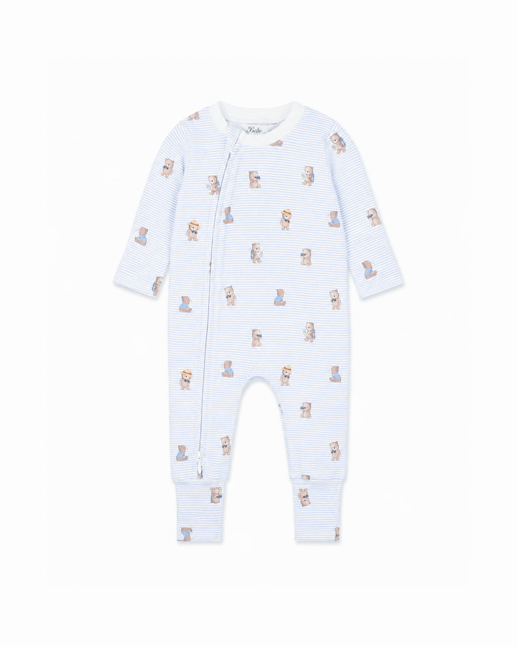 Bebe Brady Stripe Organic Long Sleeve Zipsuit