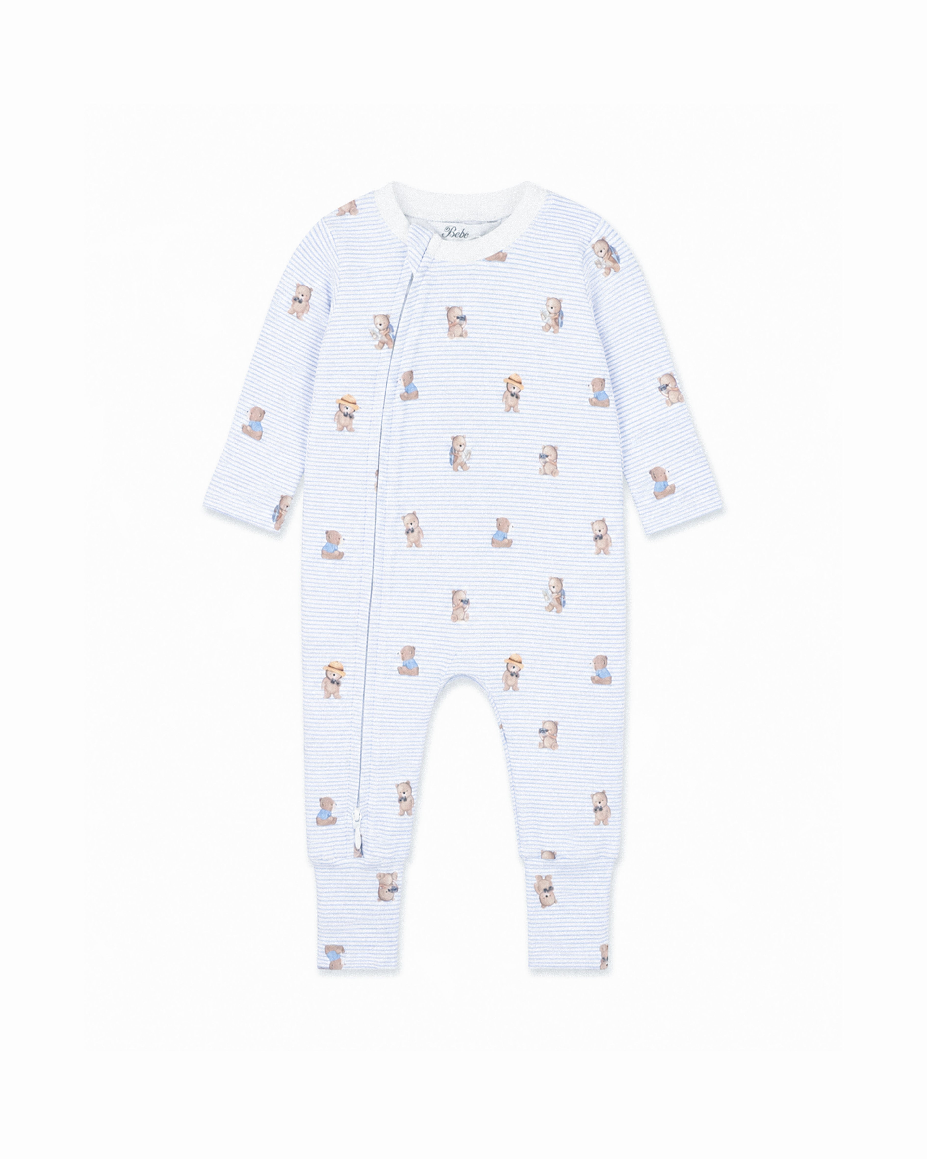 Bebe Brady Stripe Organic Long Sleeve Zipsuit