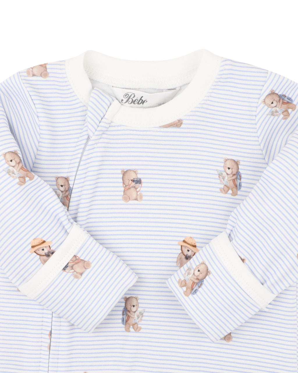 Bebe Brady Stripe Organic Long Sleeve Zipsuit