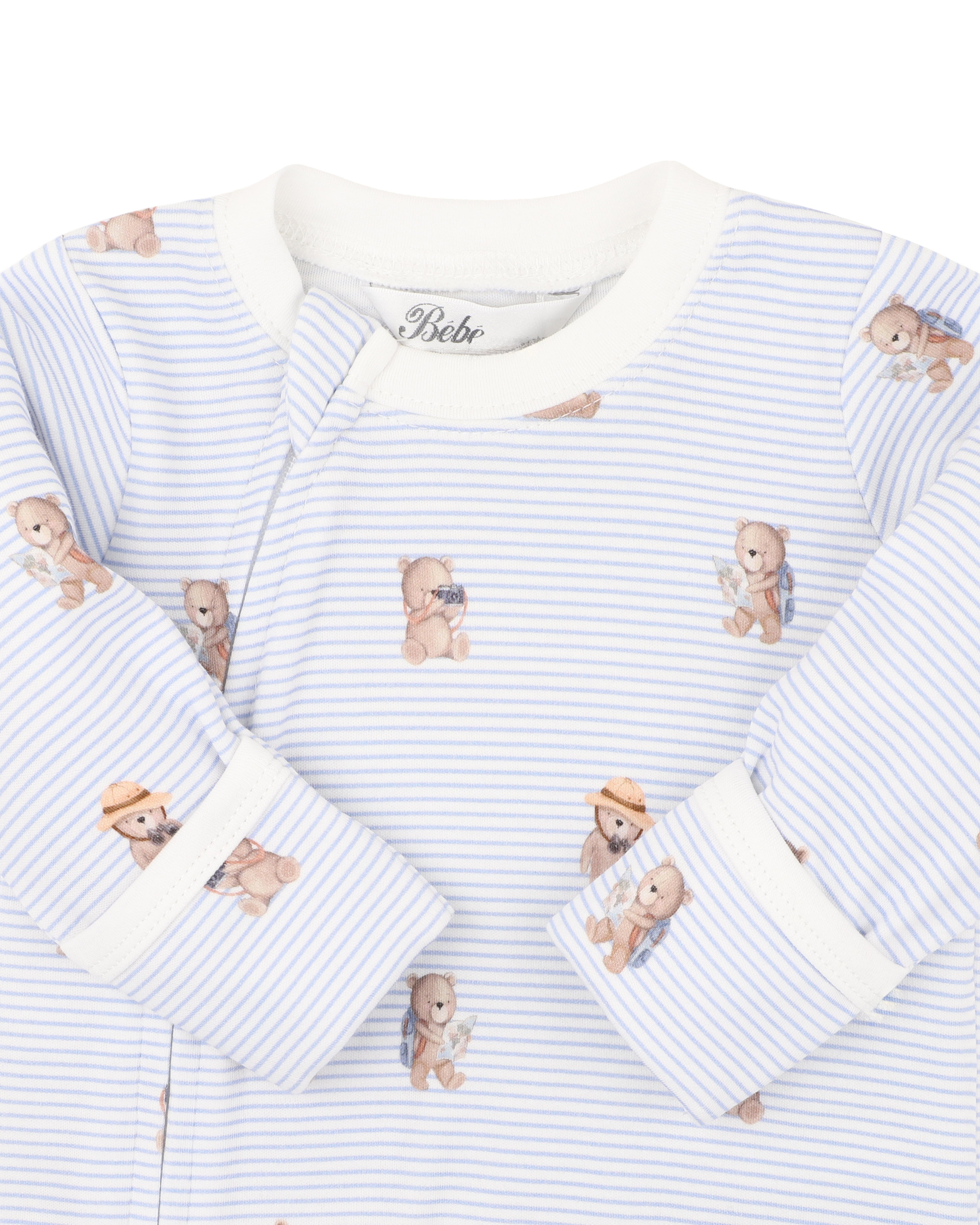 Bebe Brady Stripe Organic Long Sleeve Zipsuit