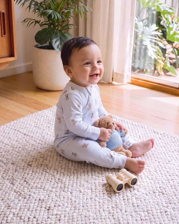 Bebe Brady Stripe Organic Long Sleeve Zipsuit