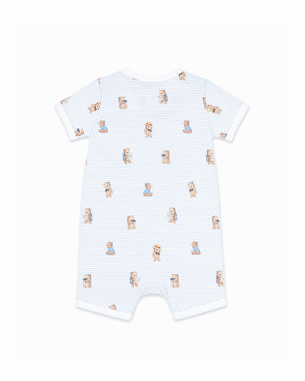Bebe Brady Stripe Organic Short Sleeve Zip Romper