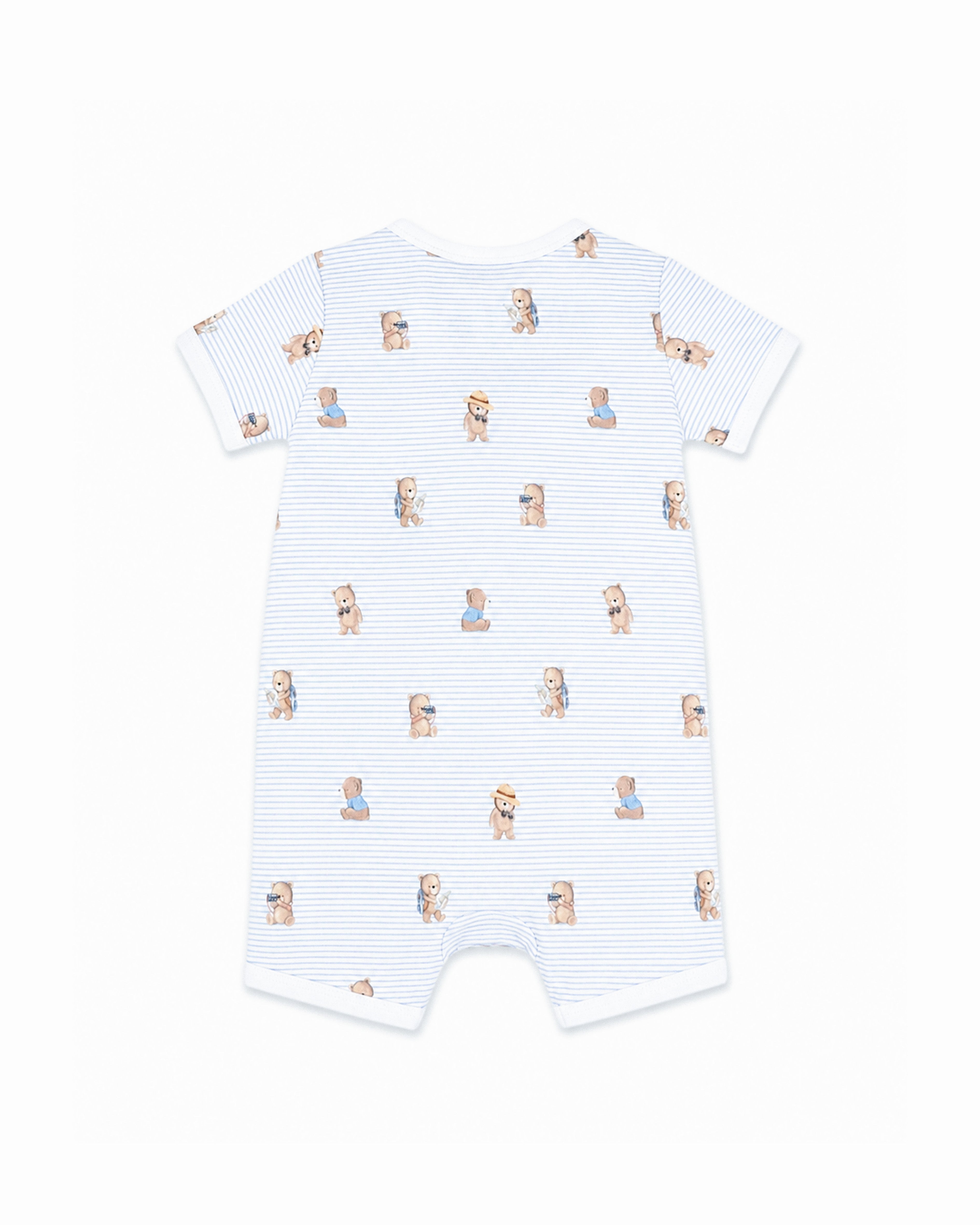 Bebe Brady Stripe Organic Short Sleeve Zip Romper