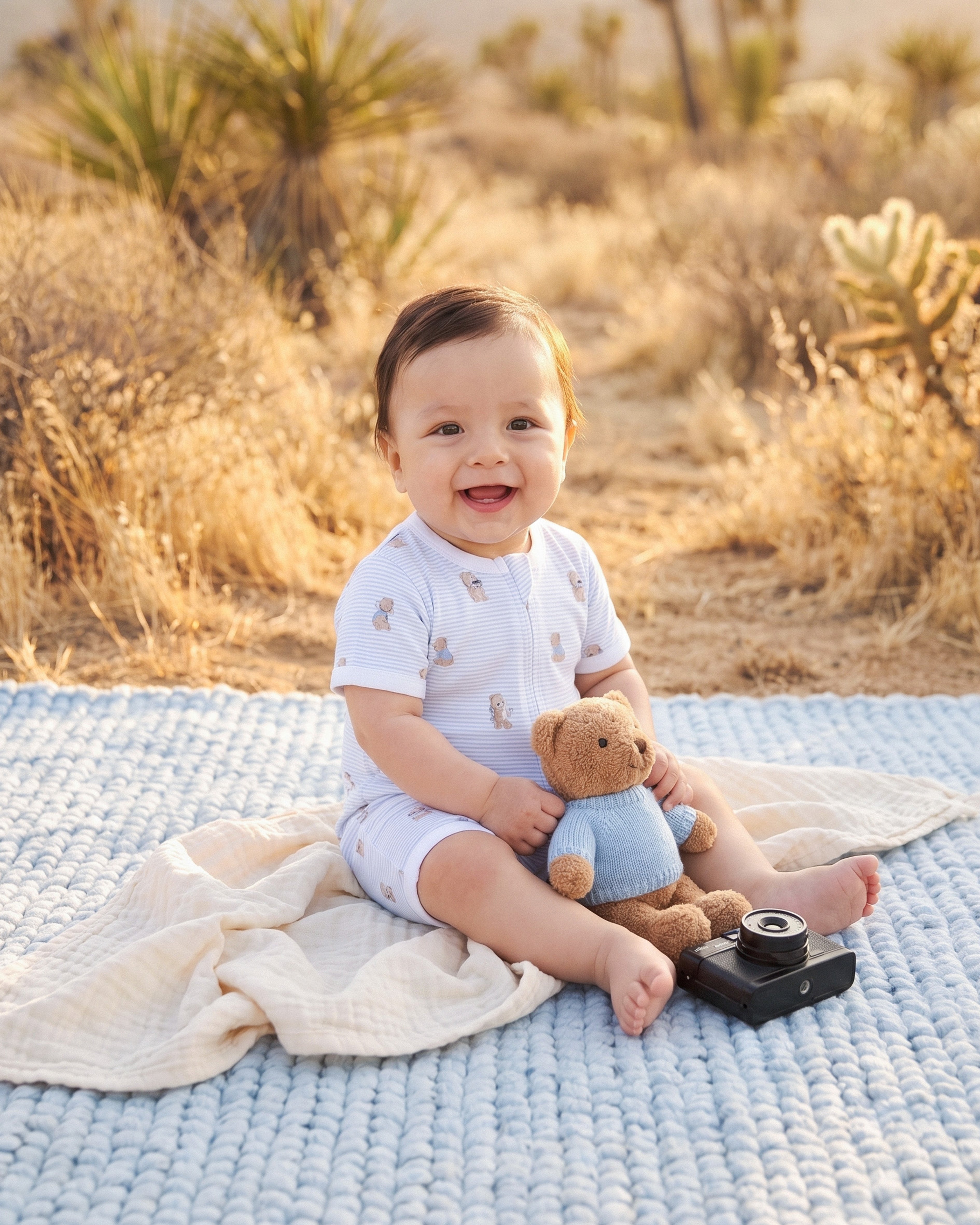 Bebe Brady Stripe Organic Short Sleeve Zip Romper