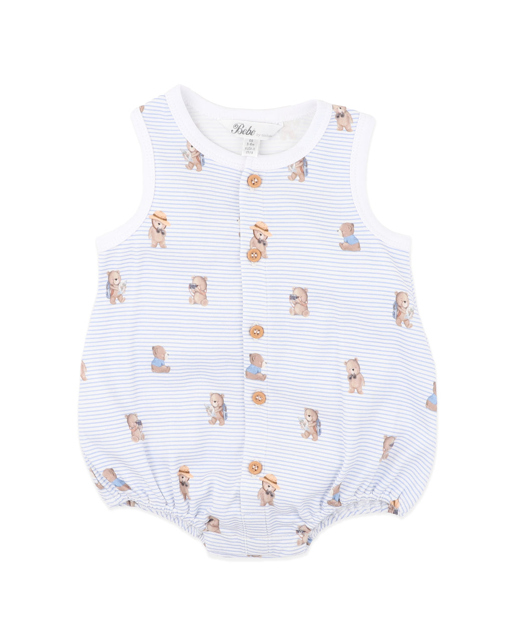 Bebe Brady Stripe Organic Button Up Bodysuit