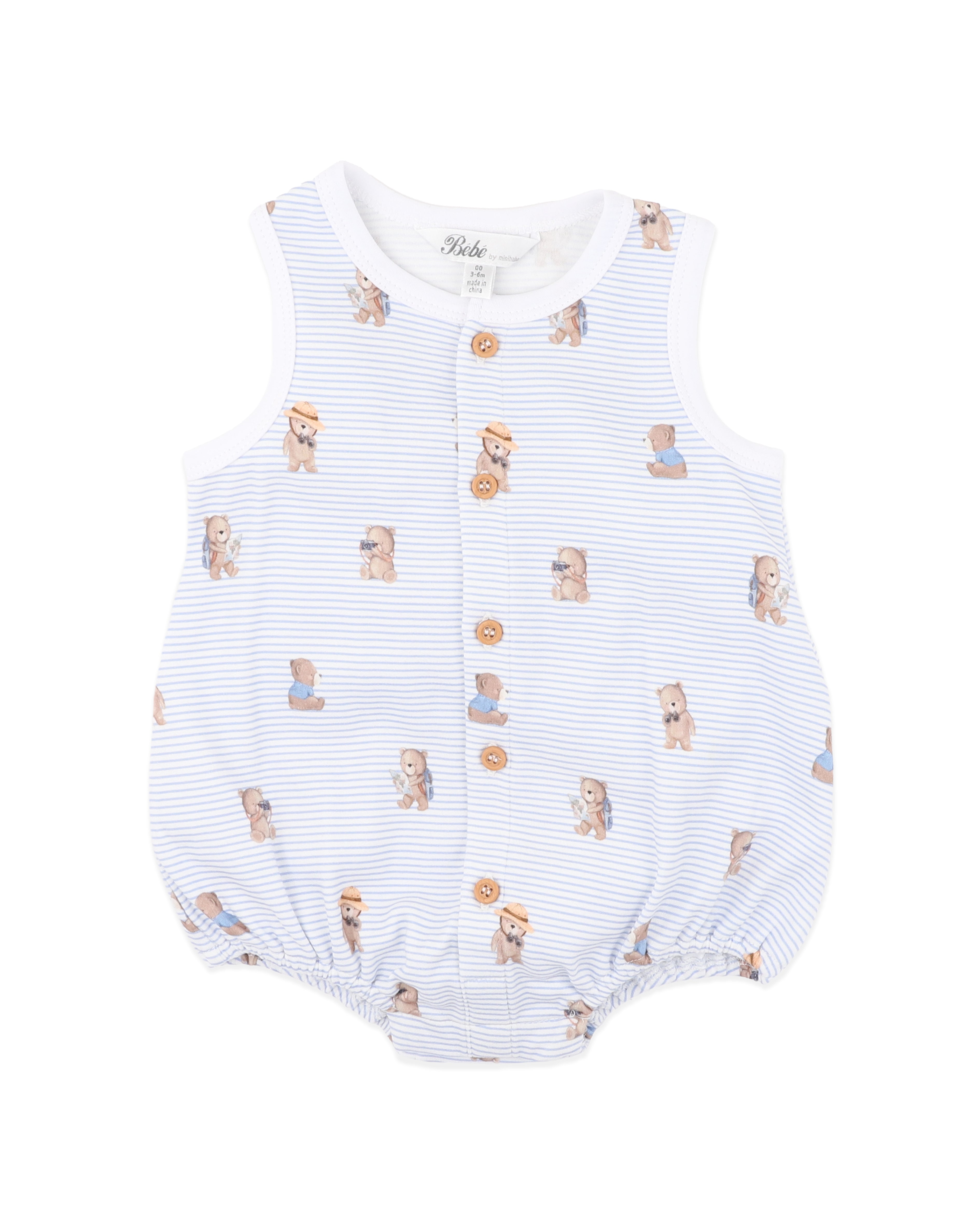 Bebe Brady Stripe Organic Button Up Bodysuit